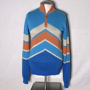 5/$25 Tipsyelves Blue Orange Knit 1/4 Zip Mock Neck Sweater S